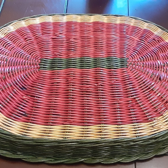 Watermelon design Wicker Serving Tray. Cups not included. - Picture 3 of 4
